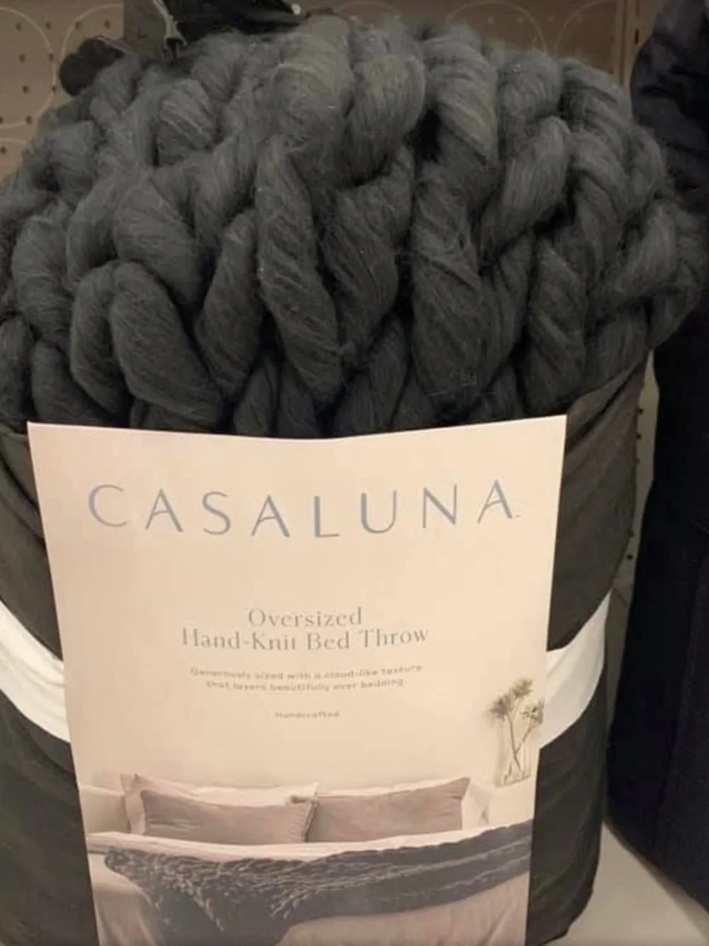 Casaluna Black Hand knit Chunky Blanket Throw Dorm Minimalist Classic